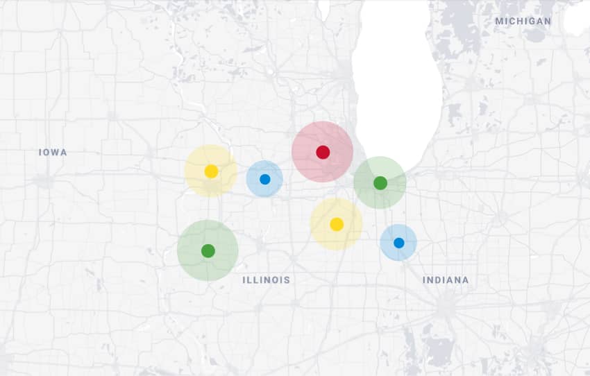 Map of locations