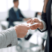 making connections with a business card and networking